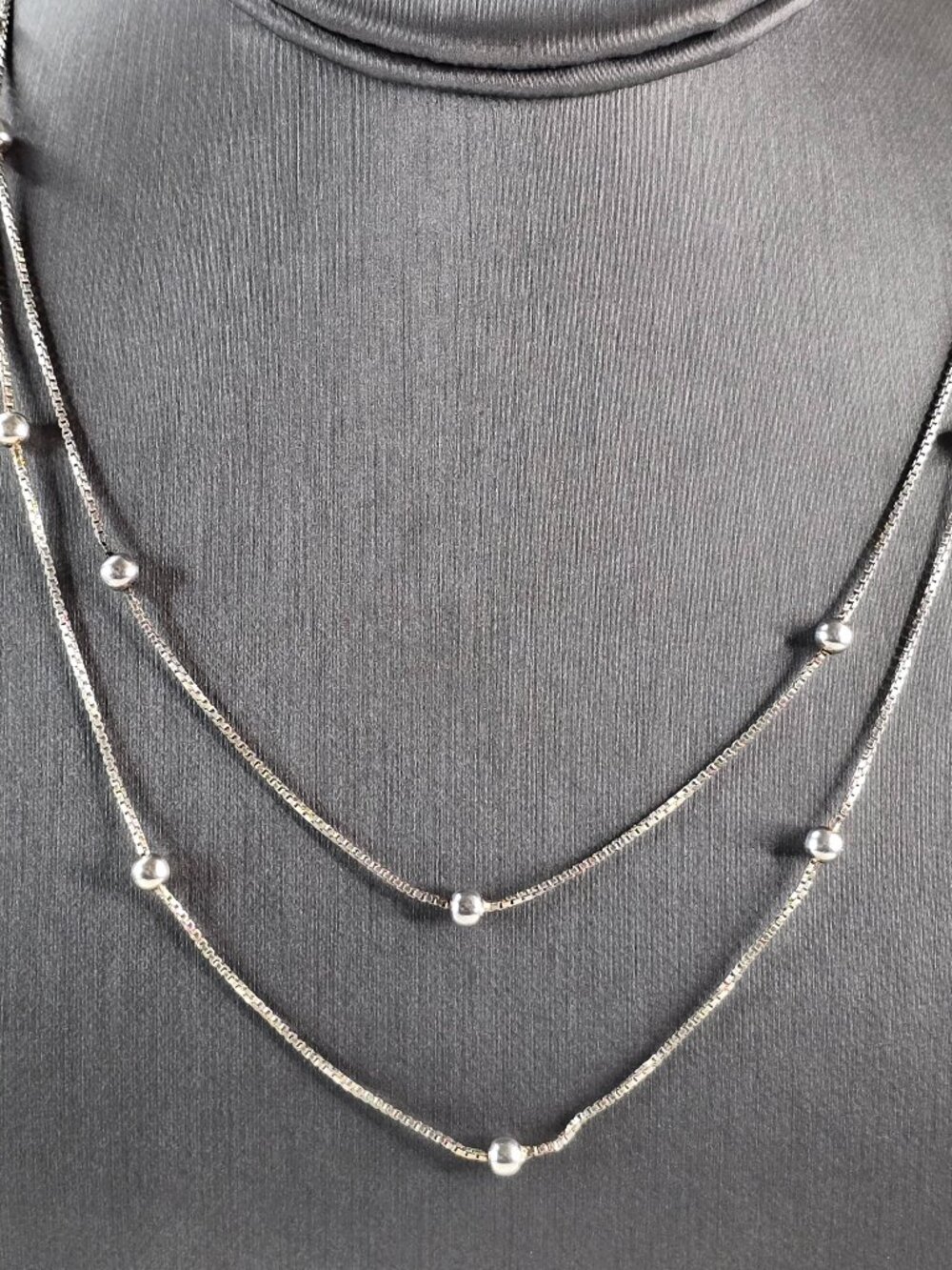 Womens Vintage Estate Sterling Silver Beaded Italian Necklace 8.1g E6632